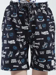 Monte Carlo Boys Typography Printed Mid-Rise Outdoor Bermuda Shorts