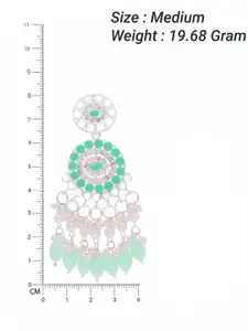 Sangria Silver Plated Kundan Studded & Beaded Dangler Contemporary Drop Earrings