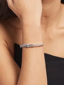 ATIBELLE SeOf 2 Silver-Plated Cubic Zirconia Studded Bangle-Style Bracelet