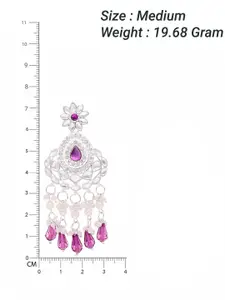 Sangria Silver-Plated Kundan Stone Studded & Beaded Floral Shape Drop Earrings