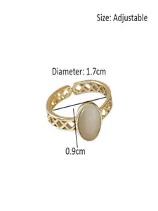 AQUASTREET 14K Gold-Plated Stones Studded Finger Ring