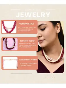 Anouk Gold-Plated Pearl Beaded Layered Layered Statement Necklace