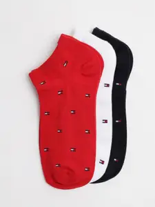 Tommy Hilfiger Men Pack Of 3 Logo Printed Cotton Ankle Length Socks