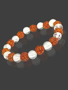 Sukhad Crystals & Rudraksha Beaded Elasticated Bracelet