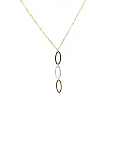 ARTKLIM Gold-Plated Stainless Steel Oval Shaped Stones Studded Pendant with Chain