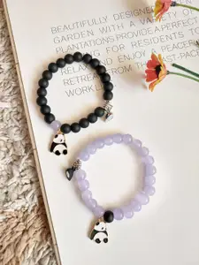 Sukhad Set of 2 Beaded Magnetic Hearts Bracelets