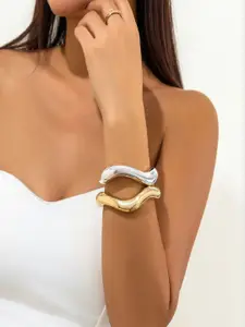 AQUASTREET Gold Plated Statement Open Cuff Bangle Bracelet