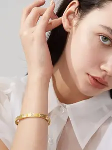 Shining Diva Fashion Gold-Plated Crystals Studded Bangle Style Bracelet