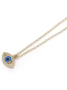 DressBerry Gold-Plated Evil Eye Shaped Pendant With Chain