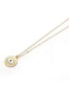 DressBerry Gold-Plated Evil Eye Round Pendant With Chain