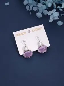 Sangria Silver-Plated Contemporary Shaped Pearls Drop Earrings