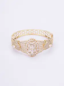 Opal Touch Gold-Plated Cubic Zirconia Studded Kada Bracelet