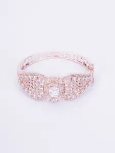 Opal Touch Women Brass Cubic Zirconia Tasselled Rose Gold-Plated Kada Bracelet