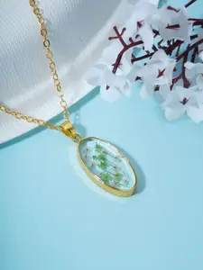 Bishty Fashion Gold-Plated Stainless Steel Floral Pendant with Chain