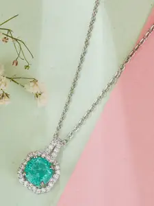 Bishty Fashion Silver-Plated Square Pendants with Chains