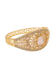 Opal Touch Women Brass Cubic Zirconia Tasselled Gold-Plated Kada Bracelet