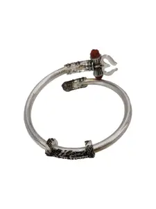 Opal Touch Women Brass Cubic Zirconia Tasselled Rhodium-Plated Kada Bracelet