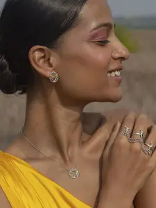 SHAYA Chokti Pattern Earrings & Necklace Matching Set Crafted In 925 Silver