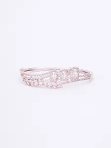 Opal Touch Elegant Precious Rose Gold-Plated Cubic Zirconia Tasselled Kada Bracelet