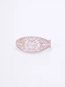 Opal Touch Rose Gold-Plated Cubic Zirconia Tasselled Kada Bracelet