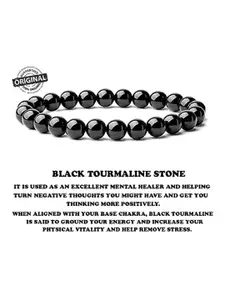 Sukhad Tourmaline Stone Beaded Elasticated Bracelet