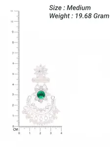 Sangria Silver- Plated Contemporary Shaped Artificial Stone And Beads Drop Earrings