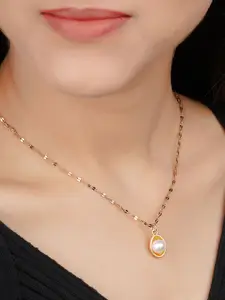 Bishty Fashion Gold-Plated Oval Pendants with Chains