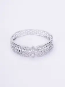 Opal Touch Women Brass Cubic Zirconia Tasselled Rhodium-Plated Kada Bracelet