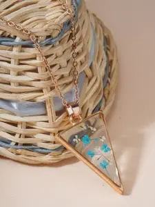 Bishty Fashion Rhodium-Plated Triangular Pendants with Chains