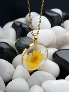 Bishty Fashion Gold-Plated Floral Pendants with Chains