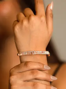 Opal Touch Rose Gold-Plated Cubic Zirconia Studded Bangle-Style Bracelet