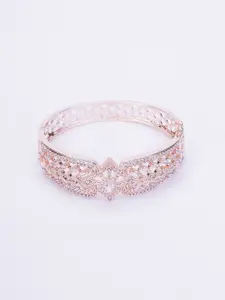 Opal Touch Rose Gold-Plated Cubic Zirconia Tasselled Kada Bracelet