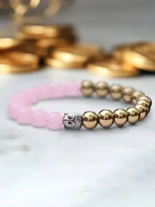 Sukhad Rose Quartz & Pyrite Beaded Elasticated Bracelet