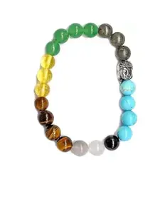 Sukhad Pyrite, Tigers Eye & Turquoise Beaded Bracelet