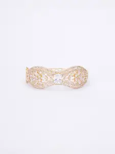 Opal Touch Women Brass Cubic Zirconia Tasselled Gold-Plated Kada Bracelet