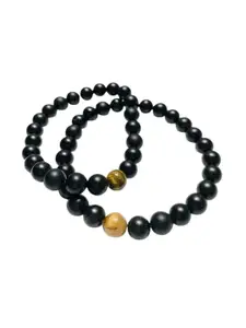 Sukhad Set of 2 Onyx With Tigers Eye Beaded Bracelets