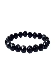 Sukhad Onyx & Diamond Cut Crystal Stone Beaded Elasticated Bracelet