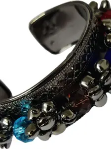 Opal Touch Women Brass Cubic Zirconia Tasselled Gold-Plated Kada Bracelet