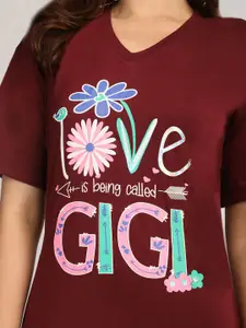 Duchess Women Pack of 2 Typography Printed Maternity Nightdress