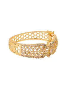 Opal Touch Women Brass Cubic Zirconia Tasselled Gold-Plated Kada Bracelet