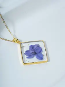 Bishty Fashion Gold-Plated Stainless Steel Floral Pendant with Chain