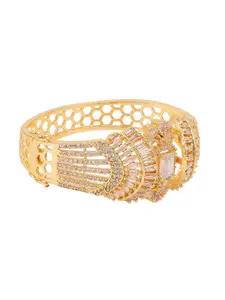 Opal Touch Timeless Gold-Plated Cubic Zirconia Studded Bangle-Style Bracelet