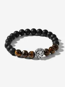 Sukhad Lion Head Tiger's Eye Beaded Elasticated Bracelet