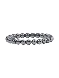 Sukhad Hematite Stone Beaded Elaticated Bracelet