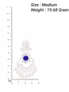 Sangria Silver- Plated Contemporary Shaped Artificial Stone And Beads Drop Earrings