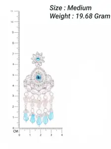 Sangria Oxidized Silver-Plated Artificial Studded & Beaded Contemporary Drop Earrings