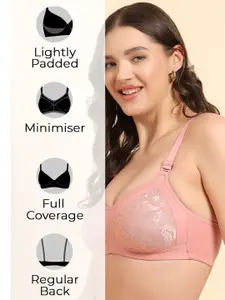 KOMLI Floral Self Design Full Coverage Lightly Padded Bra