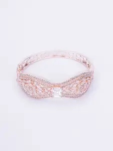 Opal Touch Women Brass Cubic Zirconia Tasselled Rose Gold-Plated Kada Bracelet