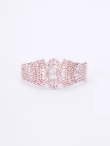 Opal Touch Women Brass Cubic Zirconia Tasselled Rose Gold-Plated Kada Bracelet