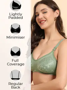 KOMLI Floral Women Pack Of 2 Full Coverage Lightly Padded Minimizer Bra